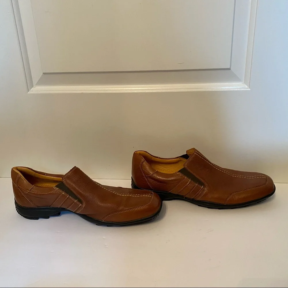 SANDRO MOSCOLONI MENS SHOES BROWN LEATHER SLIP ONS LOAFERS SIZE 11 D